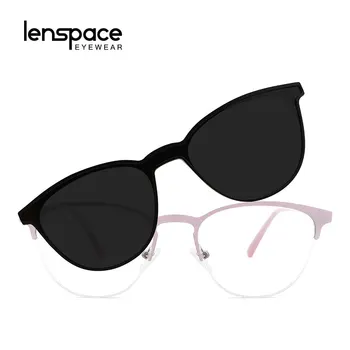 Lenspace Polariseret Square Solbriller Kvinder magnetlås På Mænds Briller til Mænd, Linser, Optiske Rustfrit Øjeglas Rammer