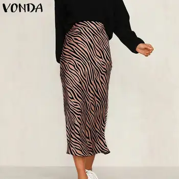 2021 VONDA Zebra Print Kvinder Casual Nederdele Kort Party Clubwear Femme Tøj Elegant Lige Bløde Skørter Femme Nederdel Part