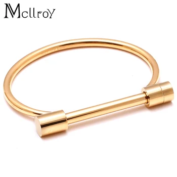 Mcllroy bangles/mænd/kvinder/rustfrit stål/kærlighed/manchet/armbånd armbånd charme luksus, guld/rosa guld armbånd smykker pulseiras