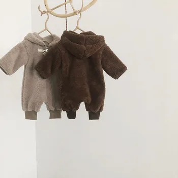 Vinteren Koreanske Plys Piger' Bodysuit Fortykket Ins Japan Lynlås Baby Outwear Super Søde Varm Creeper Drenge Russisk Tøj Tøj