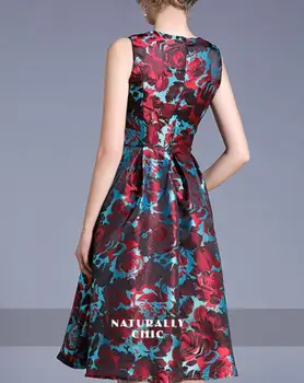 2019 Nye Vintage Sommer O-Hals og Print Udvidelse Streetwear Flower Party Dress Elegance, Komfort Mid-kalv A-Linje One-piece Kjole