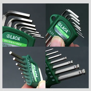LAOA S2 legeret stål mini sekskantet skruenøgle små miniature 0.7/0.9/1.3/1.5/2/2.5/3 mm Skruenøgle Str.