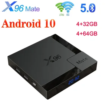 Smart Android-10.0-TV-BOKSEN X96 Mate Mini TVBox Android 10 4G/64G 2,4 G&5G Dobbelte wifi X96Mate 6K Media Player PK H96 ANTAL TX6S