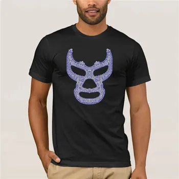 Mode Trykt kortærmet T-Shirt Blå Demon Jr Officielle Lucha Libre Aztec Maske kvalitet mode kortærmet tshirt mænd