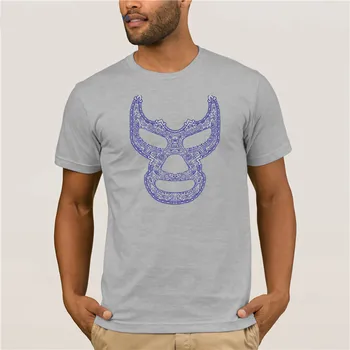 Mode Trykt kortærmet T-Shirt Blå Demon Jr Officielle Lucha Libre Aztec Maske kvalitet mode kortærmet tshirt mænd