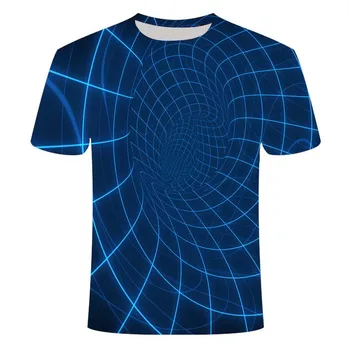 2020 nye casual mænds T-shirt sommer mode kort-langærmet 3D rund hals top visuelle mønster shirt i overstørrelse, male T-shirt 110-6XL