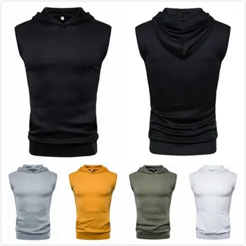 Nye Fitnesscenter, der Kører Shirts t-Shirts ensfarvet Top Komfortabel Mode Hooded Hud-Venligt Mænds Sport Ærmeløs T-Shirt