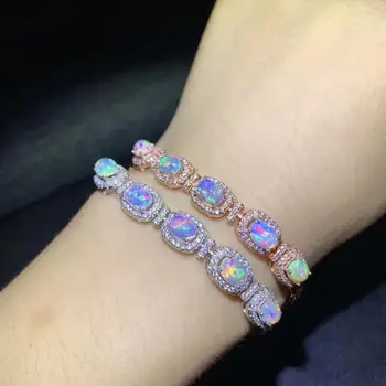 Ny stil naturlige farverige Opal armbånd til kvinder smykker ægte 925 sølv forgyldt naturlige perle birthstone party gave salg