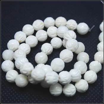 Hvide lotus blomst shell perler løse perler af perlemor south china sea shell udskæring perler 8mm 10mm 12mm nye perler diy