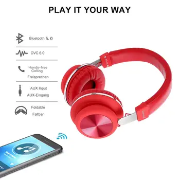 Støjreducerende Stereo Hovedtelefon Bluetooth Hovedtelefoner Musik Headset Støtte TF Kort med Mic til IOS Android Mobiltelefoner