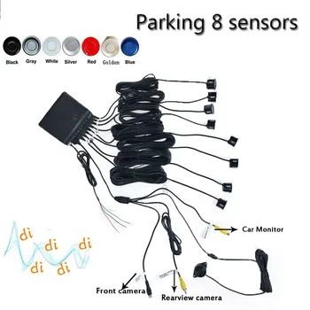 Bil Reverse Video parkering sensor system 8 sensorer bagfra Backup Sikkerhed Lyd Summer ved Alarm Alarm for Kameraet Bil Skærm