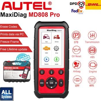 Autel MaxiDiag MD808 Alle Pro-Systemet SRS/ABS/Olie Reset OBD2 Diagnostisk Værktøj, Bil Kode Reader Scanner vs MaxiCheck Pro MD805 MD802