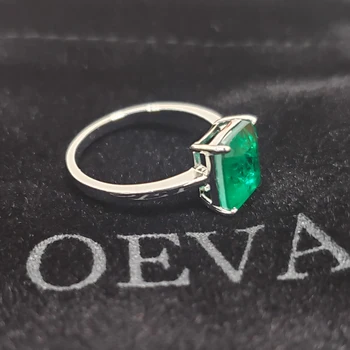 OEVAS Massiv 925 Sterling Sølv vielsesringe For Kvinder, Mousserende Emerald High Carbon Diamant Engagement Party Fine Smykker Gave
