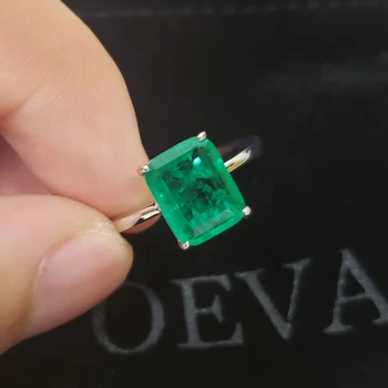 OEVAS Massiv 925 Sterling Sølv vielsesringe For Kvinder, Mousserende Emerald High Carbon Diamant Engagement Party Fine Smykker Gave