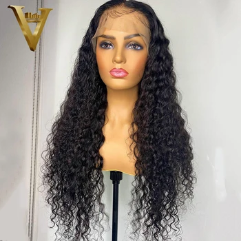 Curly Menneskehår Parykker Brasilianske Remy Hair Midterste Del Lace Lukning Paryk Vand Bølge Glueless Menneskelige Hår Blonder Foran Parykker Til Kvinder
