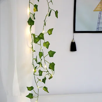 2M Kunstige Planter Led String Lys Creeper Grønne Blade Ivy Vin Hjem Bryllup Indretning Lampe DIY Hængende Have Belysning