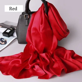 Mode Nye Kvinder 16mm Real Silk Lange Tørklæder og Sjaler Wrap Almindelig Crepe 175*55cm SS0001