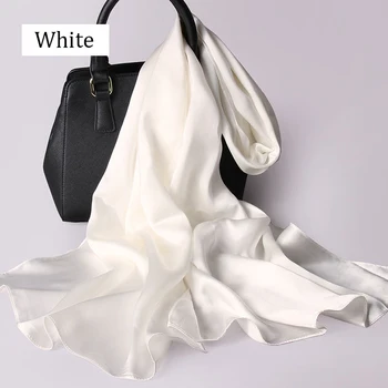 Mode Nye Kvinder 16mm Real Silk Lange Tørklæder og Sjaler Wrap Almindelig Crepe 175*55cm SS0001