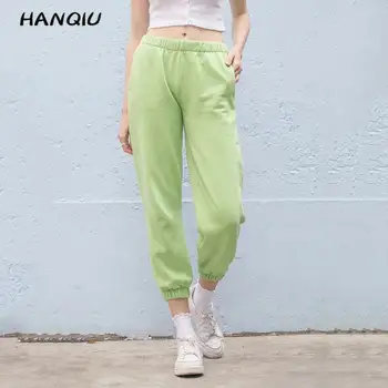 Efteråret 2019 sort joggere kvinder bomuld, Elastiske bukser med høj Talje bukser streetwear sweatpants koreanske kawaii lyserød blyant bukser lomme