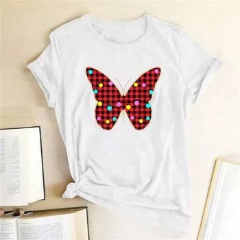 Harajuku Color Butterfly Women Tshirt Short Sleeve Cotton Loose T-Shirt Woman Summer Femme Tees Tops Clothes Mujer Camisetas