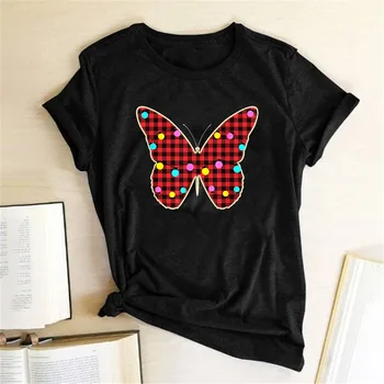 Harajuku Color Butterfly Women Tshirt Short Sleeve Cotton Loose T-Shirt Woman Summer Femme Tees Tops Clothes Mujer Camisetas