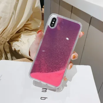 Lysende Neon Sand Case Til iPhone XR XS Max X 6 6S S 7 8 Plus Glød I Mørke Flydende Glimmer Kviksand Telefon Dække Capa