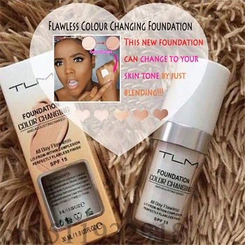 30 ml TLM Farve Skiftende Flydende Foundation Makeup Blanding Base Makeup Pulver Profesional Foundation Make Up Face Foundation