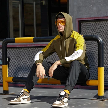 LBL Fashion Hættetrøjer Mænd 2020 Nyt Mærke Hætteklædte Sweatshirts Solid Ærmer Print Mandlige Hoodie Hip Hop Streetwear Hættetrøjer Mænd Tøj