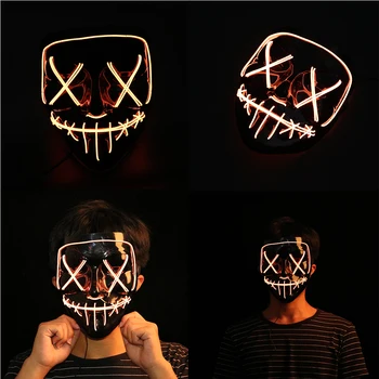 Cosplay Halloween Maske Jul LED Oplyste Masker Sjove Fest Masker Genanvendelige støvtæt ansigtsmasker Mønster Voksne Og Børn