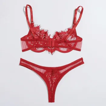 Erotisk Undertøj Sexy Lace Fristelsen Tre Point Undertøj Med Stål Ring Mode Undertøj Sexet Jul Røde Undertøj