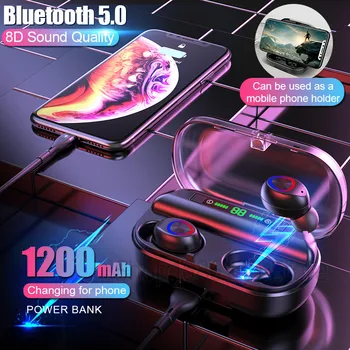V10 Trådløse Bluetooth Hovedtelefoner Touch Stereo TWS Bluetooth-5.0 Digital LED Display med Oplader Box til Sport Hovedtelefoner