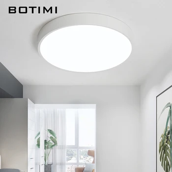 BOTIMI Moderne Runde 220V LED-loftsbelysning Til Stue Overflade Monteret Hvid Metal Loft Lampe Sort Soveværelse Inventar