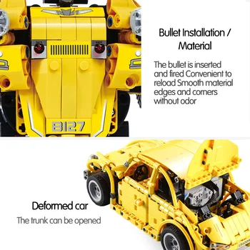 1124pcs Byen Fjernbetjening RC-Bumblebee Deformation Robot byggesten Technic Beetle Bil Mursten Legetøj for Børn