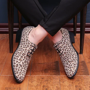 OZERSK Klassisk Oxford Mænd Sko Ko Ruskind Kjole Mandlige Lejligheder Herre Sko Leopard Print Stil Sko Lace-Up Shoes Hombre