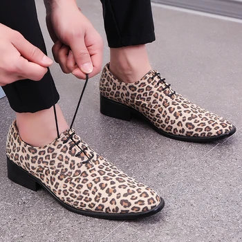 OZERSK Klassisk Oxford Mænd Sko Ko Ruskind Kjole Mandlige Lejligheder Herre Sko Leopard Print Stil Sko Lace-Up Shoes Hombre