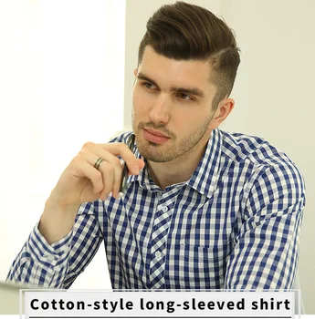 Mænds ren bomuld plaid casual shirtLarge Størrelse for Mænd Afslappet Langærmet Skjorte Hvid Blå Sort Smart Mandlige Social Kjole
