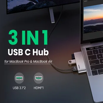 UGREEN USB-C-HUB Ultra Mini-USB Type C-HUB til HDMI 4K USB 3.1 10Gbps USB-HUB Til Macbook Pro Air 2020 - 2016 Kabel Gratis USB-HUB