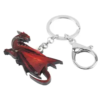WEVENI Akryl Red Dinosaur Dragon Nøgleringe nøglering Store, Smukke, Dyre Smykker Til Kvinder Kid Fashion Party Gave Pose Tilbehør