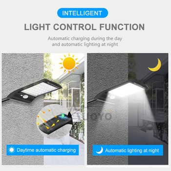 Auoyo 36 LED Solar Lys, Udendørs Belysning Wireless Solar Motion Sensor Lys med Drejelig Montering Pole IP67 Vandtæt
