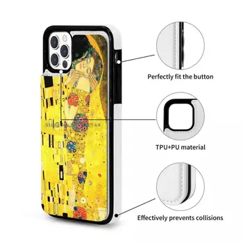 Kys Af Gustav Klimt Kunst Læder Tegnebog, Mobiltelefon Case For Iphone 12 11 Pro Max Mini Xs-Xr 7 8 Plus Card Holder Kys