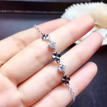 Udsøgt moissanite gemstone armbånd kvinder smykker 925 sterling sølv fødselsdag banket gave perle skinnende bedre end diamant