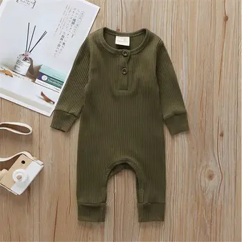 Nyfødte Spædbarn Baby Dreng Sparkedragt Tøj Velvet Solid Langærmet Enkelt Breasted Romper Buksedragt Udstyr