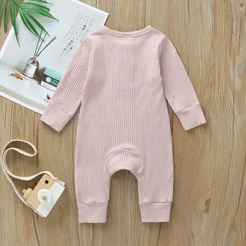 Nyfødte Spædbarn Baby Dreng Sparkedragt Tøj Velvet Solid Langærmet Enkelt Breasted Romper Buksedragt Udstyr
