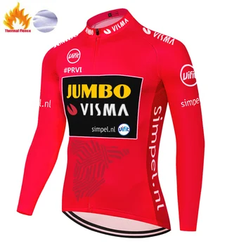 2021 JUMBO VISMA langærmet trøje Vinter Termisk Fleece camisa de ciclismo bike jersey Mænd camiseta bicicleta