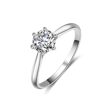 BOEYCJR 925 Silver 6 Kløer 0.5 ct/1ct/2ct/3ct D farve Moissanite VVS Engagement Ring Med nationale certifikat til Kvinder