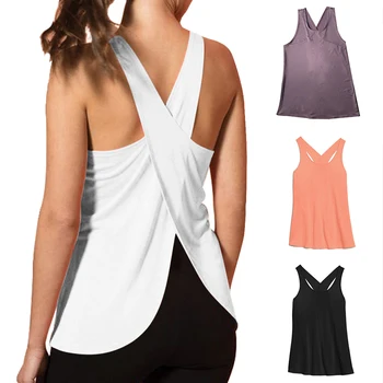 2020 Nye Kvinder Hurtig Tør Krydse Tilbage Yoga-Shirts Uden Ærmer Fitness Sport T-Shirt Træning Kører Tank Tops Yoga Vest Bluse