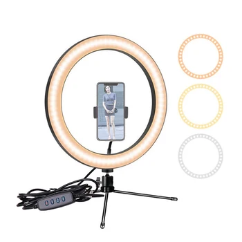 6.3 -10 Tommer Selfie Ring Lys Telefonen LED Kamera Ring Lampe Fotografering USB-Dæmpbar med Stativ Stand Holder til Makeup Youtube