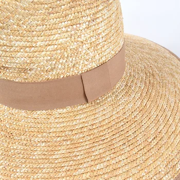 USPOP 2020 Nye sommer hatte kvinder wide brim solhatte naturlige hvede halm hatte kantede jazz crown halm solhatte