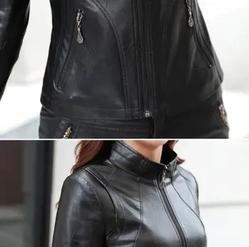 Gratis forsendelse 2018 nye designer-sort lilla grå blødt ægte læder jakke, kvinder, dame, ægte læder korte jakke til salg