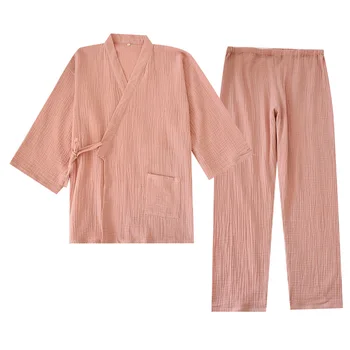 Japansk kimono foråret og sommeren bomuldscrepe pyjamas natkjole sæt plus size par mænds sauna tøj yukata kvinder robe sæt